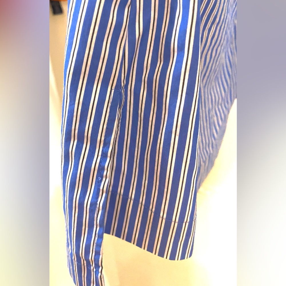 Talbots Blue Striped V-Neck Pullover Tunic. Size L Cotton,Collar & Bow cuffs New - Picture 14 of 16